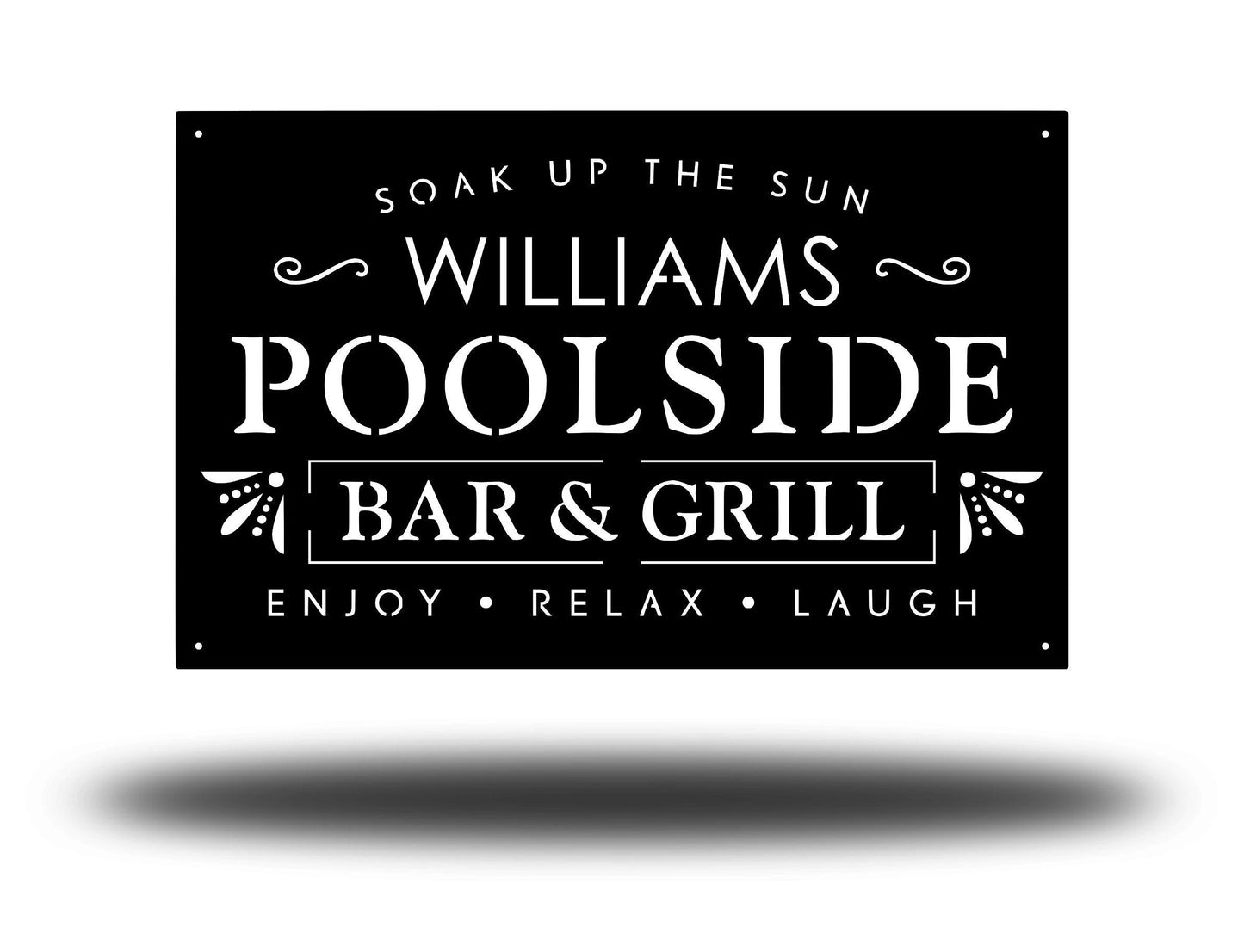 Personalized Metal Poolside Sign Metal Swimming Pool Sign Metal Backyard Sign Custom Backyard Sign Custom Poolside Sign Laser Cut Metal Signs Custom Gift Ideas