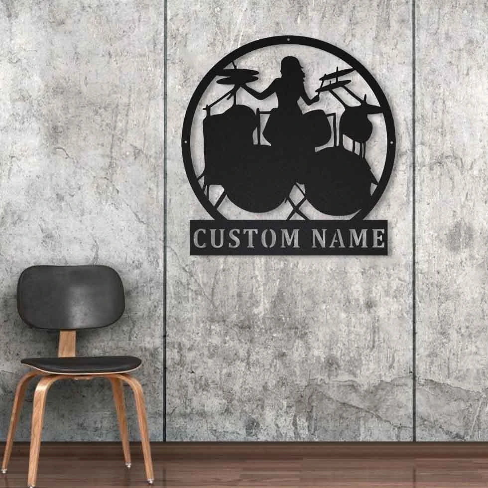 Personalized Drummer Female Metal Sign Art, Custom Drummer Female Metal Sign, Drummer Gifts For Men, Drummer Female Gift, Music Gift, Laser Cut Metal Signs Custom Gift Ideas