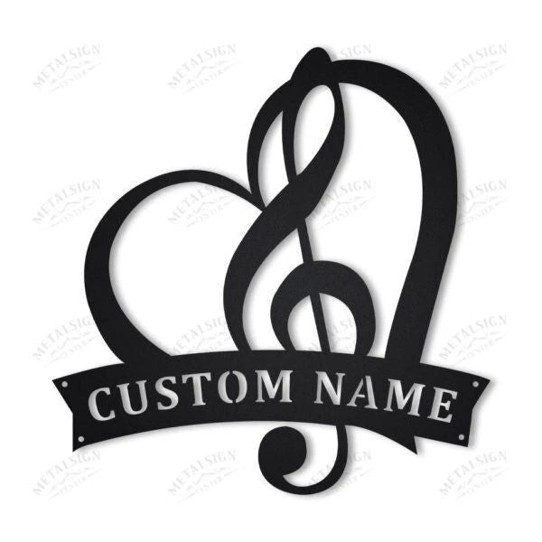 Personalized Treble Clef In Heart Music Metal Wall Decor, Cut Metal Sign, Metal Wall Art, Metal House Sign Laser Cut Metal Signs Custom Gift Ideas