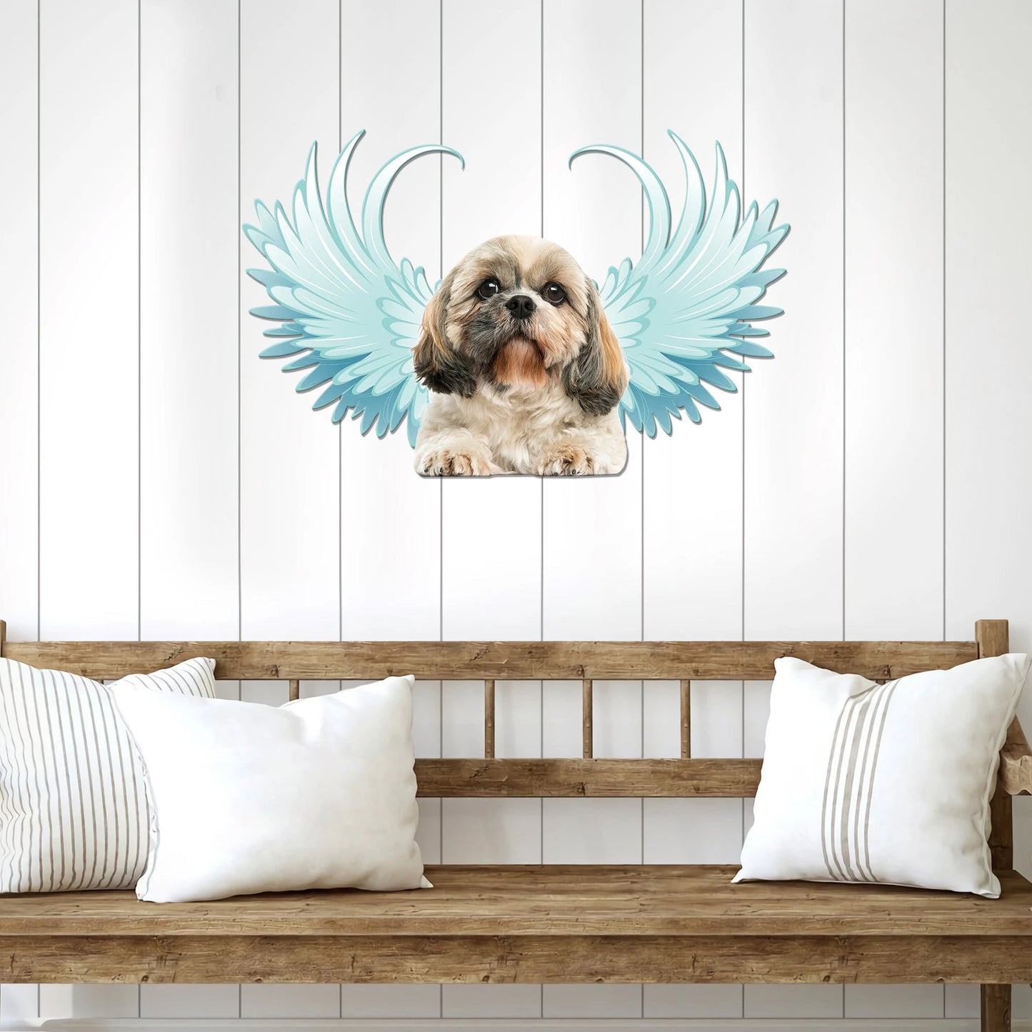 Shih Tzu Angel blue wings Cut Metal Sign Laser Cut Metal Signs Custom Gift Ideas