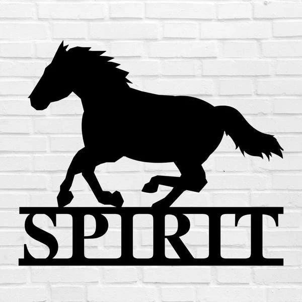 Horse Custom Text Personalized Horse Metal Sign, Horseshoe Art, Western Decor, Initial Metal Sign, Housewarming Gift, Farmhouse Decor Metal Wall Art, Metal Laser Cut Metal Signs Custom Gift Ideas