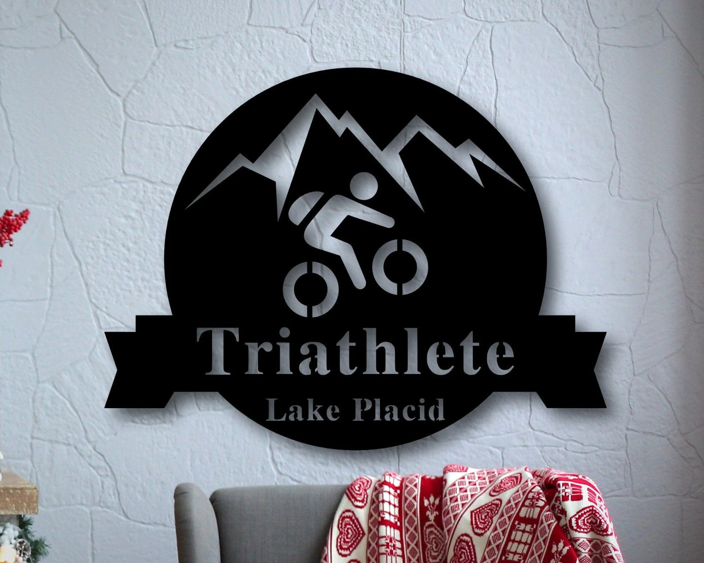 Mountain Bike Sign, Family Name Metal Sign, Welcome Sign, Custom Last Name Sign, Personalized Metal Wall Decor, Custom Living Room Decor, Laser Cut Metal Signs Custom Gift Ideas