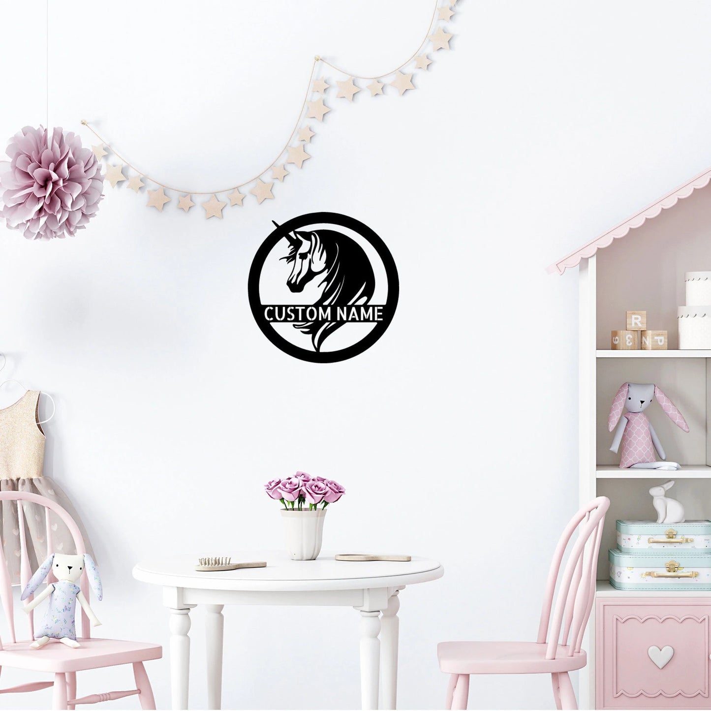 Unicorn Monogram Personalized Wall Steel Sign Birthday Gift For Daughter Granddaughter Girl's Room Laser Cut Metal Signs Custom Gift Ideas