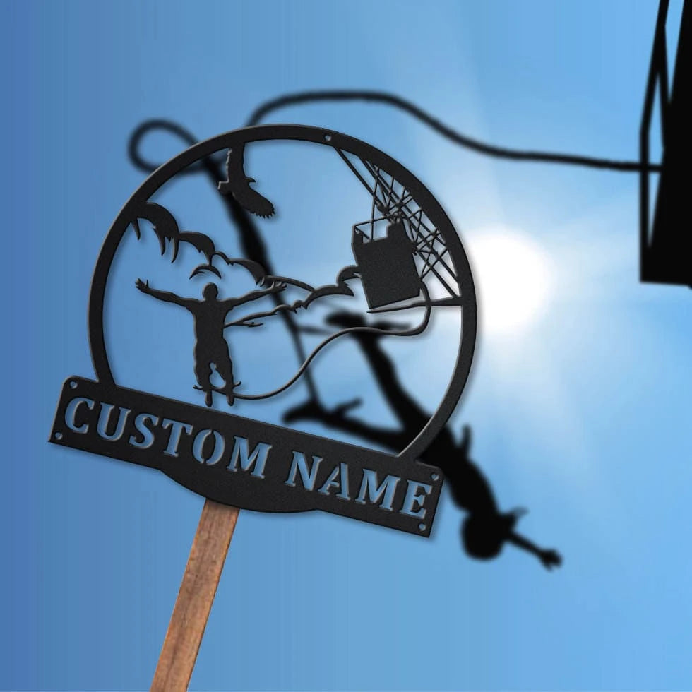 Personalized Bungee Jumping Monogram Metal Sign Art, Custom Bungee Jumping Metal Sign, Hobbie Gifts, Sport Gift, Birthday Gift, Laser Cut Metal Signs Custom Gift Ideas