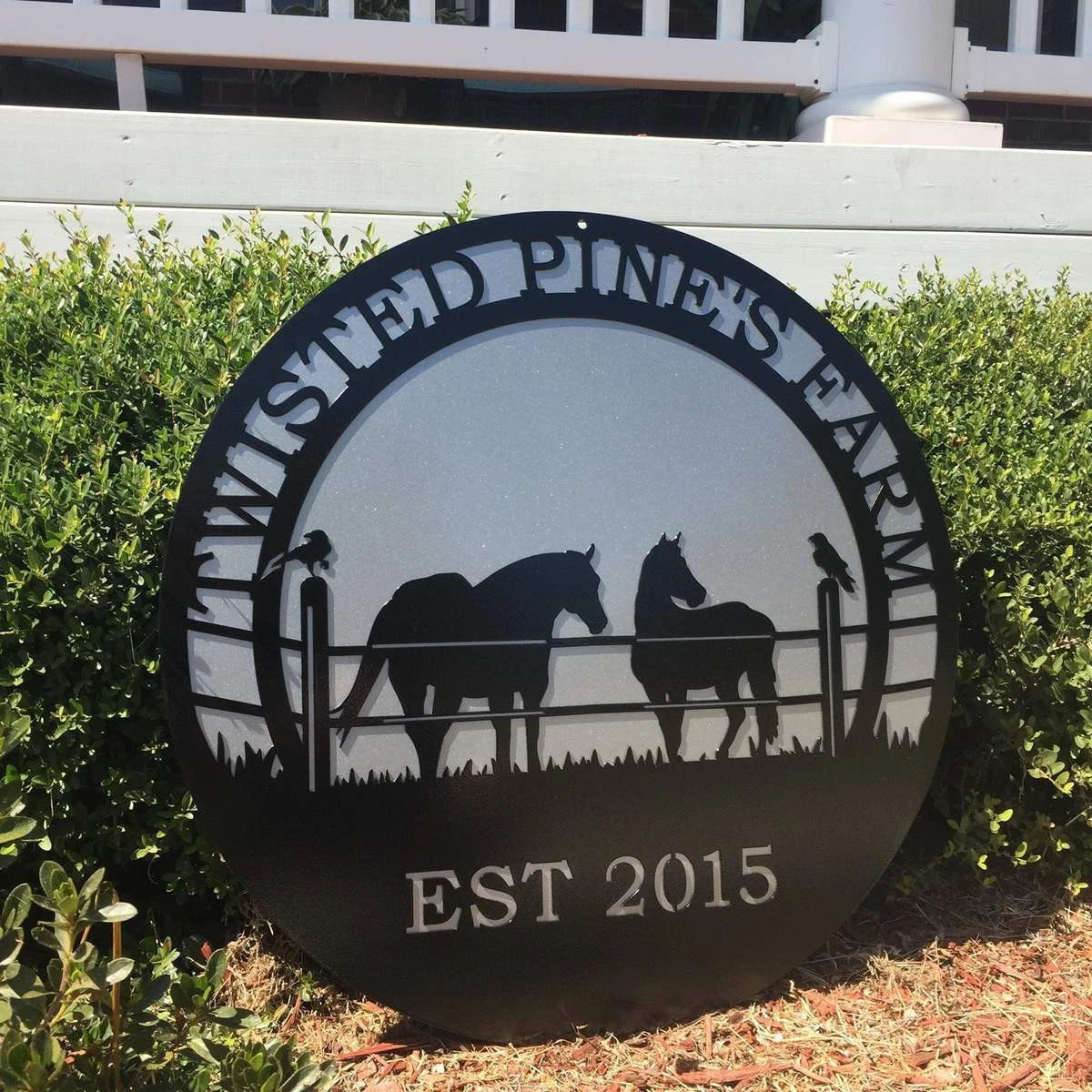 Personalized Horse & Raven Farm Sign, Cut Metal Sign, Metal Wall Art, Metal House Sign Laser Cut Metal Signs Custom Gift Ideas