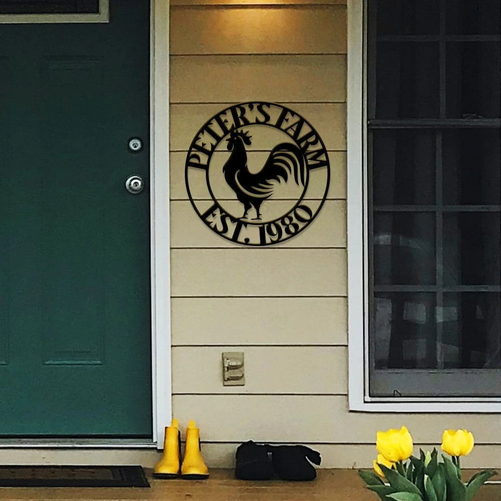 Rooster Farm Sign Chicken Sign Personalized Farm Sign, Barn Sign, Ranch Sign, Farmhouse Decor Farmhouse Sign Father's Day Gift Laser Cut Metal Signs Custom Gift Ideas