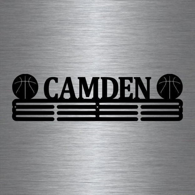 Basketball Custom Name Medal Hanger Holder Display Rack Male 3 Rung, Cut Metal Sign, Metal Wall Art, Laser Cut Metal Signs Custom Gift Ideas
