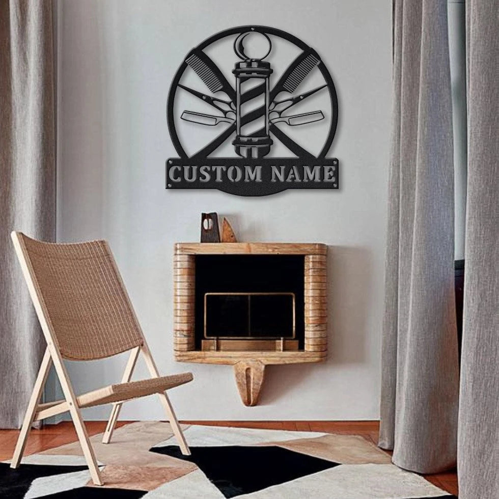 Personalized Barber Hair Stylist Metal Sign Art, Custom Hair Stylist Monogram Metal Sign, Hair Stylist Gifts, Job Gift, Hair Salon Gift Laser Cut Metal Signs Custom Gift Ideas