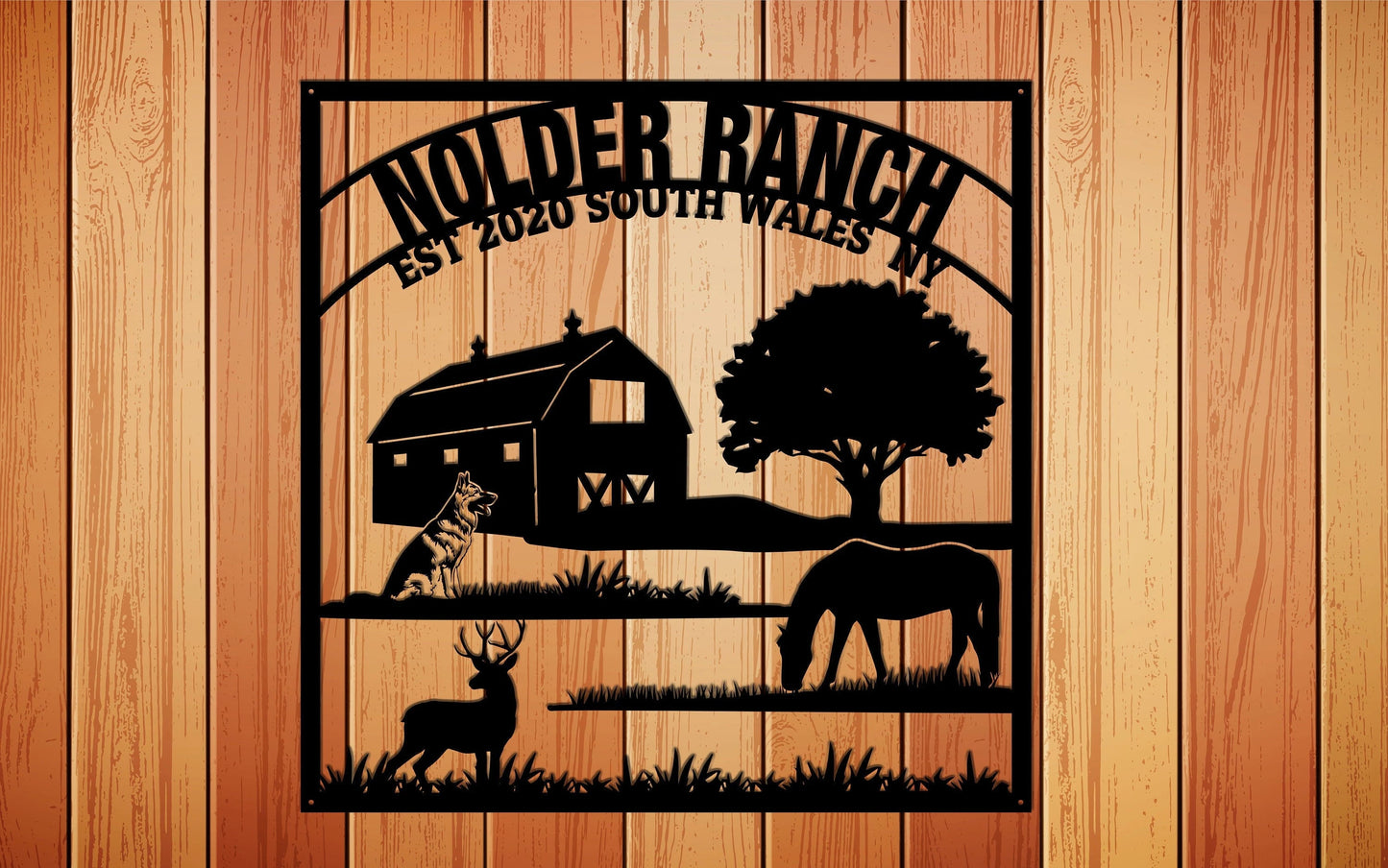 Large Entrance Gate Ranch Sign With Deer, Personalized, Cabin, Wildlife, Barn Decor, Farm Decor, Farm Name Sign, Outdoor Decor, Metal Sign Laser Cut Metal Signs Custom Gift Ideas