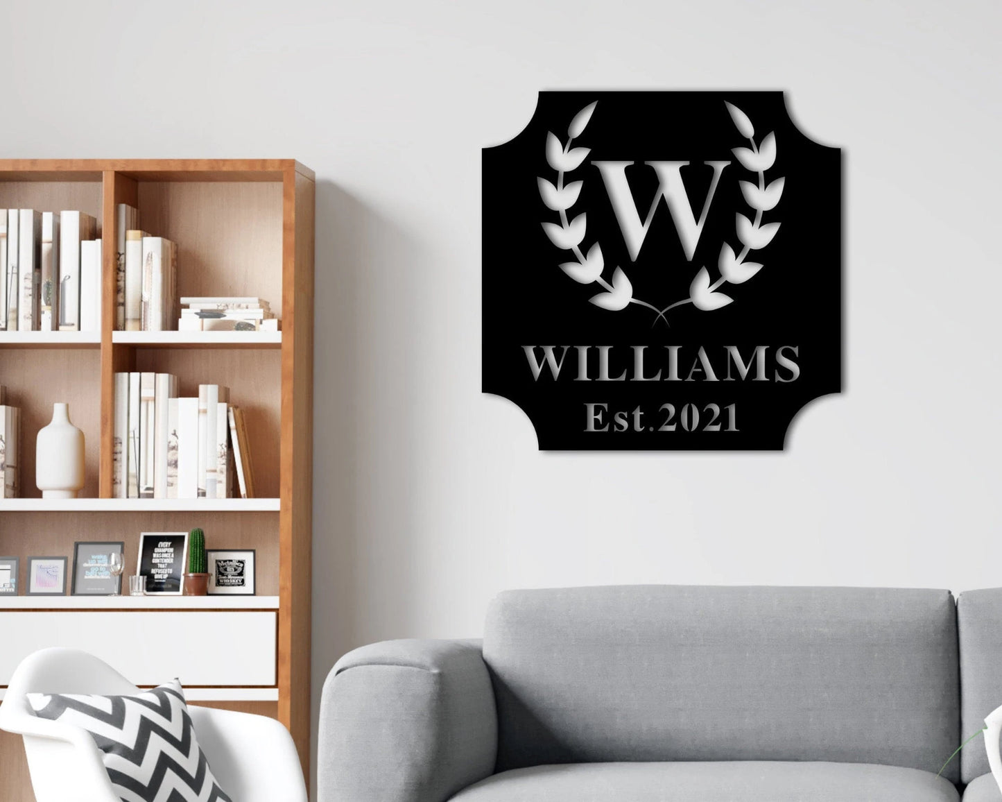 Personalized Metal Sign, Last Name Sign With Initial, Established Family Sign, Metal Sign, Wreath Sign, Wedding Gift, Anniversary Gift Laser Cut Metal Signs Custom Gift Ideas