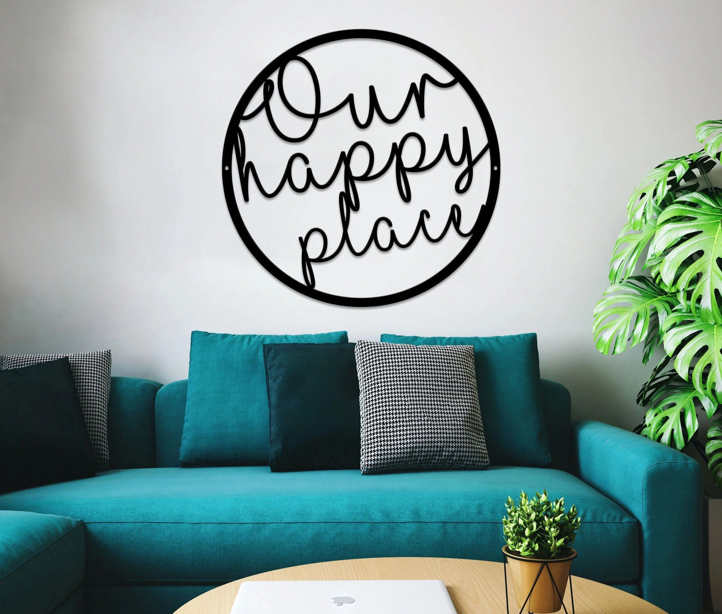 Our Happy Place Metal Wall Sign, Metal Wall Sign For Home, Metal Wall Art, Metal Wall Decor, Metal Home Sign, Indoor Outdoor Metal Sign Laser Cut Metal Signs Custom Gift Ideas