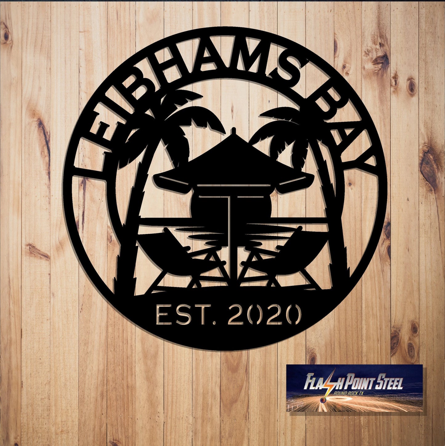 Sunset On The Beach, Palms Tree Sign, Tropical, Entrance Sign, Wall Decor, Plasma Cut Steel Sign, Welcome Sign, Personalized, Home Decor Laser Cut Metal Signs Custom Gift Ideas