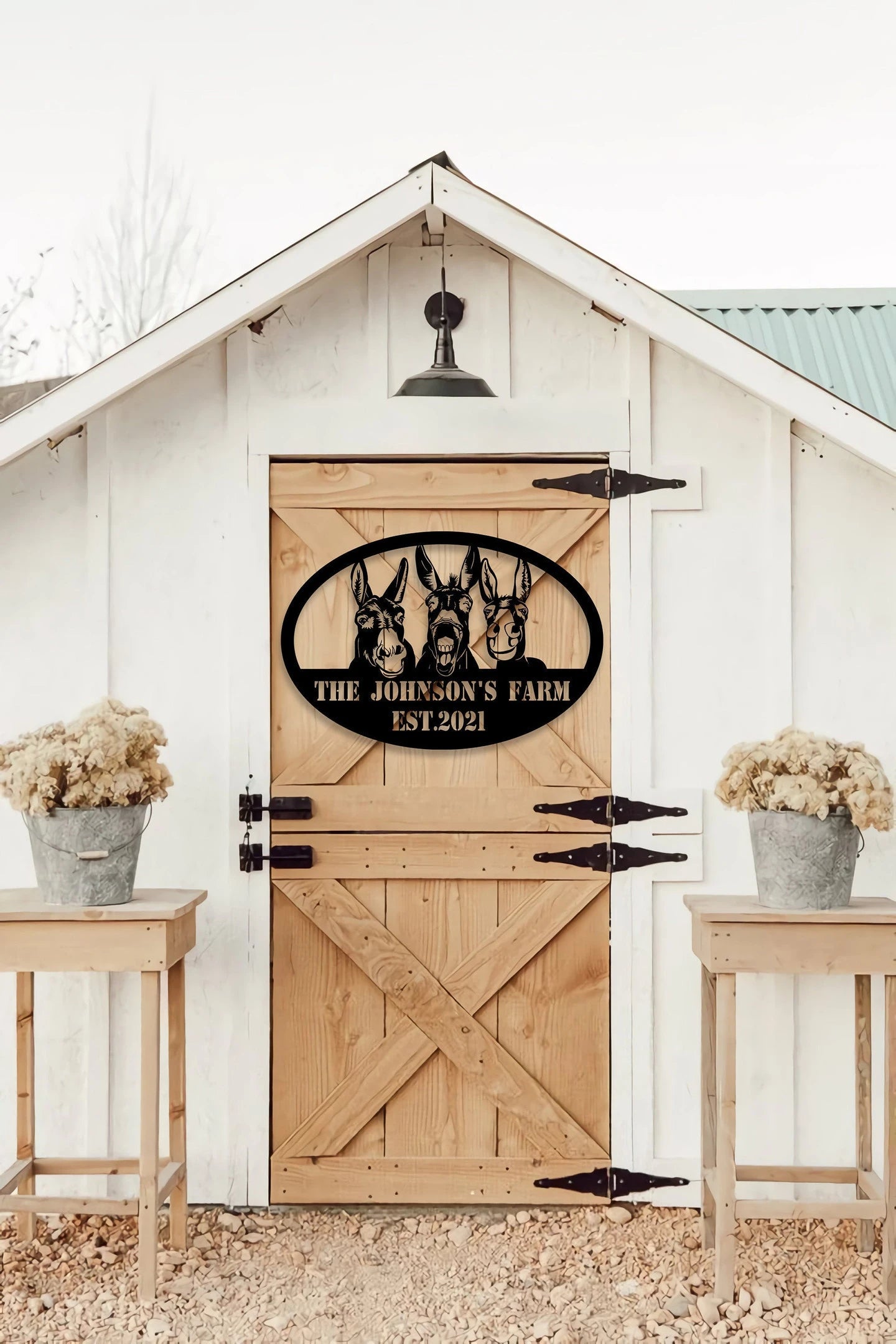 Donkey Farm Metal Sign, Metal Farm Sign, Farmhouse Decor, Donkey Ranch Sign, Family Name Sign, Farmer Gift, Farm Metal Art Laser Cut Metal Signs Custom Gift Ideas