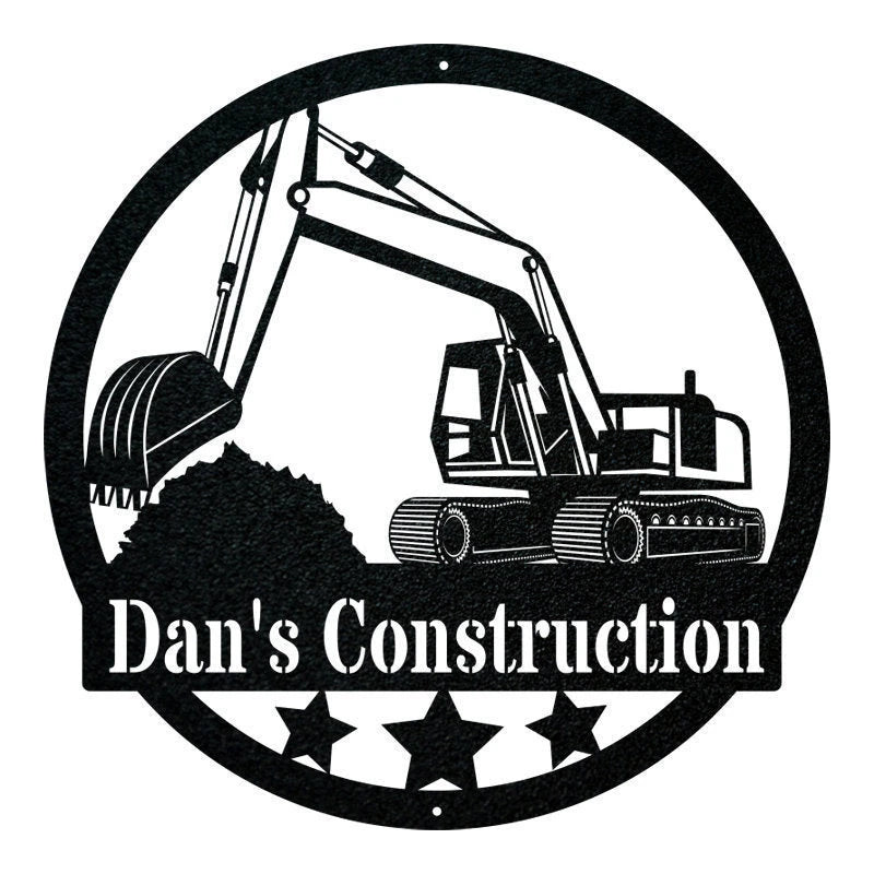Construction Collection Personalized Excavator Metal Sign Laser Cut Metal Signs Custom Gift Ideas