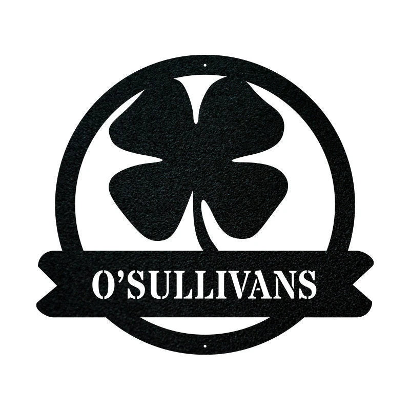 Lucky 4 Leaf Clover Personalized Metal Monogram Irish Family Sign Family Name Sign Laser Cut Metal Signs Custom Gift Ideas