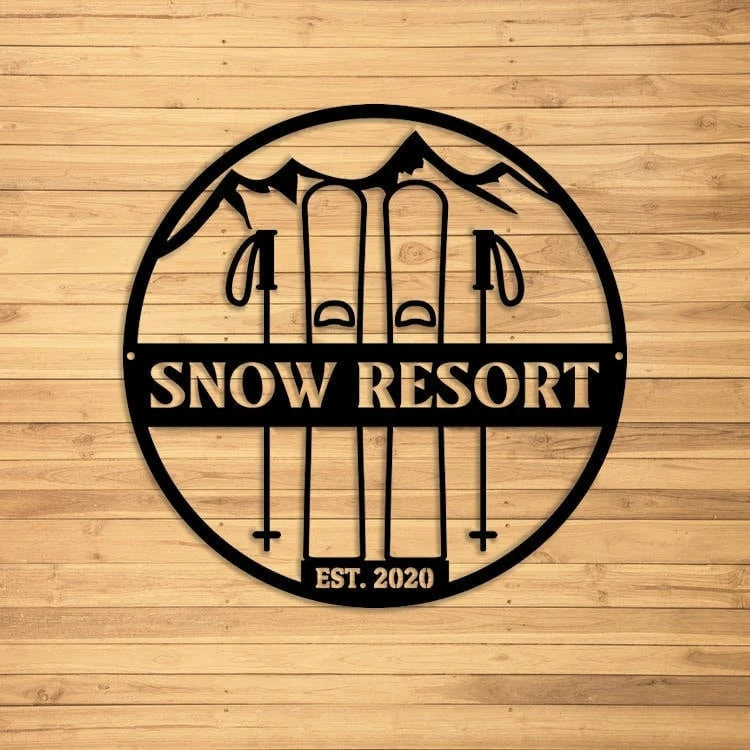 Personalized Snow Sign, Snow Gifts With Name, Snow Resort Gift, Snow Lodge Decor, Snow Sign, Custom Metal Sign, Indoor Outdoor Laser Cut Metal Signs Custom Gift Ideas