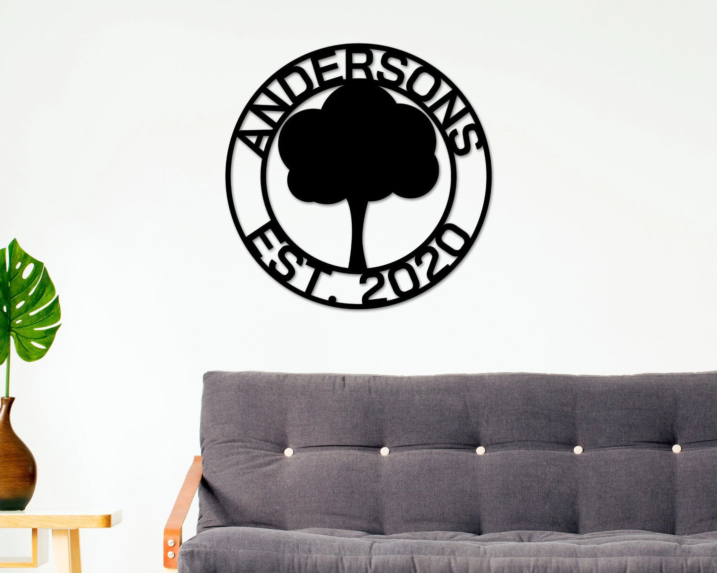 Christmas Gift, Personalized Sign, Oak Tree Sign, Family Name Sign, Steel Sign, Wreath, Home Decor, Family Tree Sign, Welcome Sign, Oak Tree Laser Cut Metal Signs Custom Gift Ideas