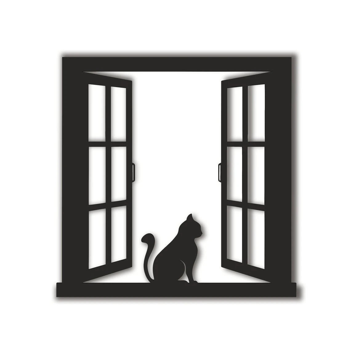 Cat Looking Out The Open Window Wall Art Decor Cut Metal Sign Laser Cut Metal Signs Custom Gift Ideas