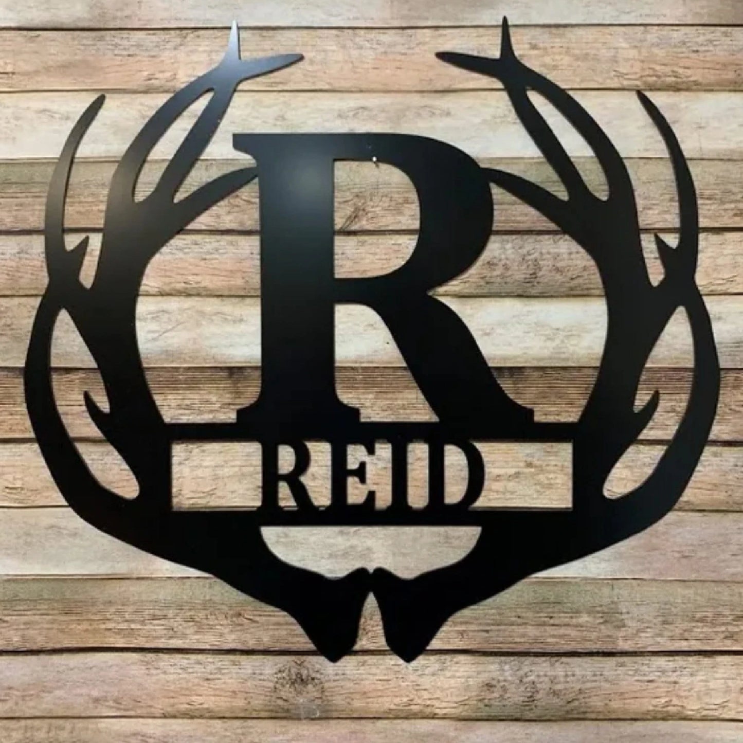 Deer Antlers Birthday Gift For Husband Wall Hanger Decor, Deer Antler Wall Decor For Men, Personalized Monogram Acm Metal Decor Laser Cut Metal Signs Custom Gift Ideas