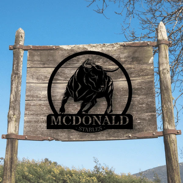 Personalized Bull Ranch Sign Customized Metal Signs, Custom Metal Sign, Custom Signs, Metal Sign, Metal Laser Cut Metal Signs Custom Gift Ideas