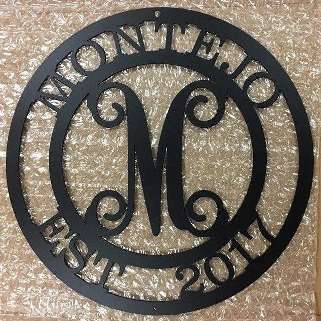 Monogram Family Name Door Wreath, Cut Metal Sign, Metal Wall Art, Metal House Sign Laser Cut Metal Signs Custom Gift Ideas