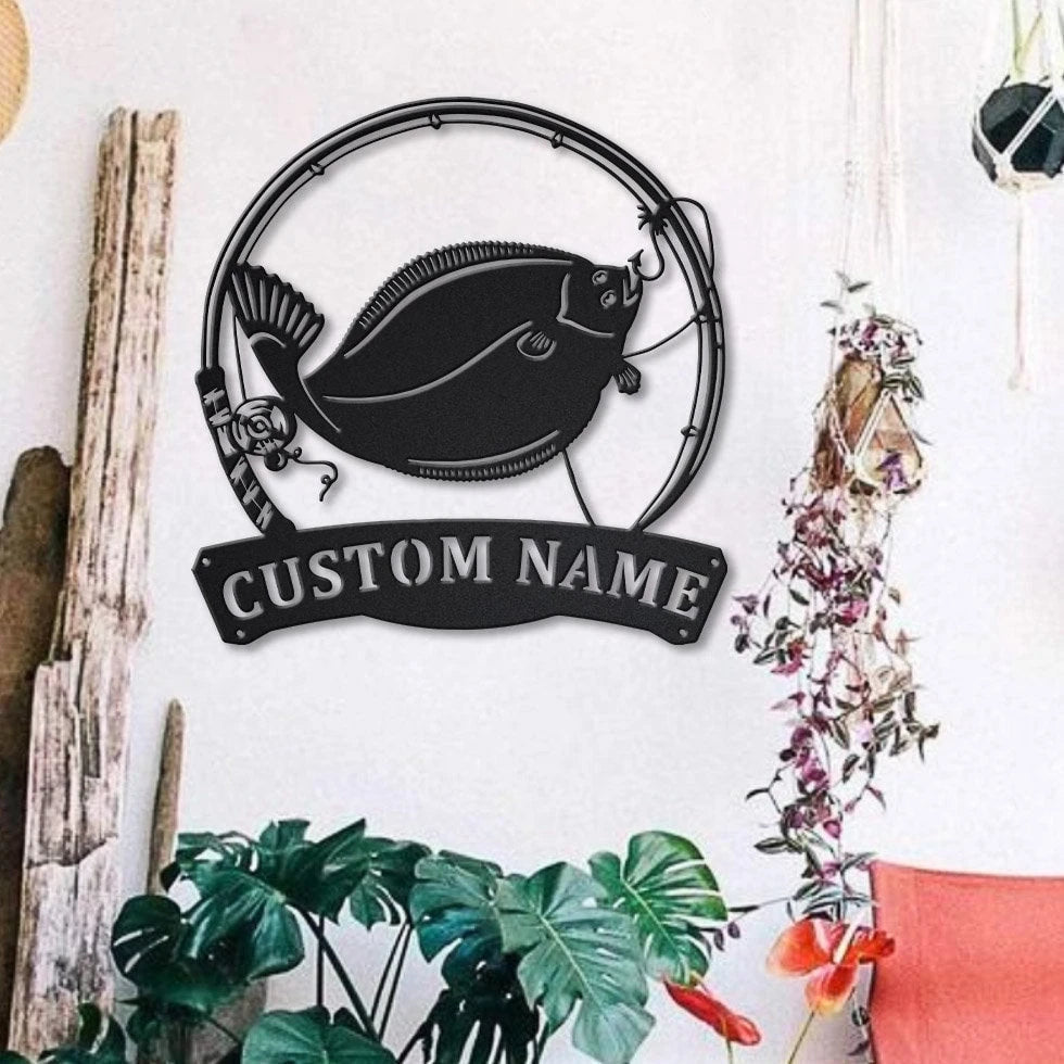Personalized Flounder Fishing Fish Pole Metal Sign Art, Custom Flounder Fishing Metal Sign, Fishing Gift, Decor Decorationbirthday Gift, Laser Cut Metal Signs Custom Gift Ideas