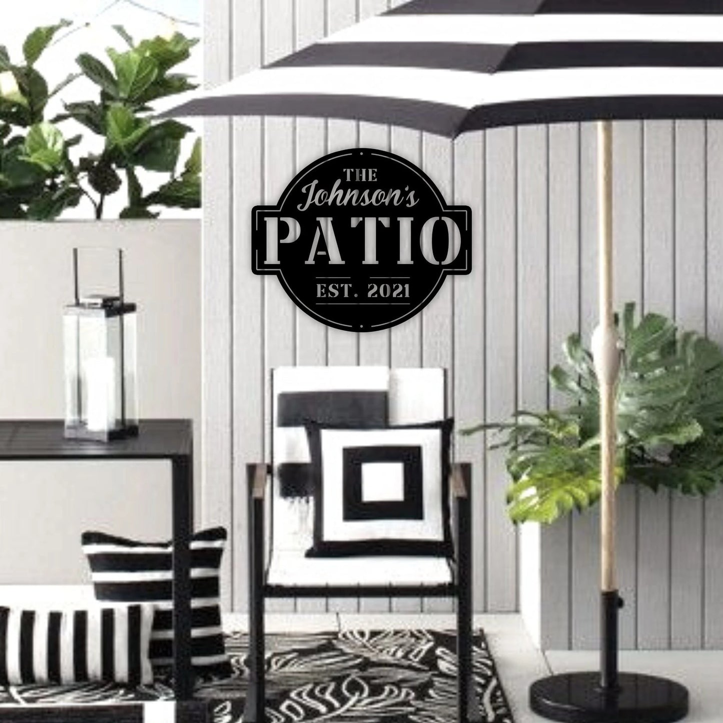 Personalized Family Name Patio Metal Sign, Welcome To The Patio Established Date Metal Sign, Personalized Patio Sign, Outdoor Patio Sign Laser Cut Metal Signs Custom Gift Ideas