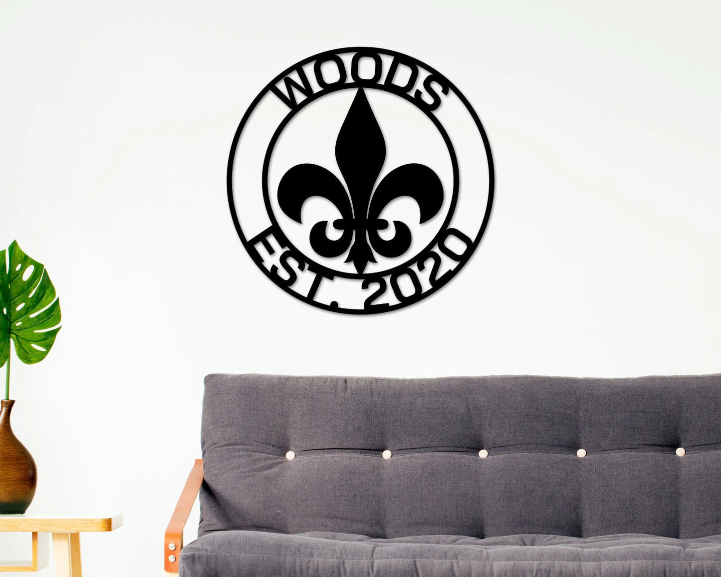 Christmas Gift, Fleurdelis Circle Monogram, Fleur De Lis Customized Sign, Wall Mount Personalized Fleur De Lis, Personalized Fleur De Lis Laser Cut Metal Signs Custom Gift Ideas