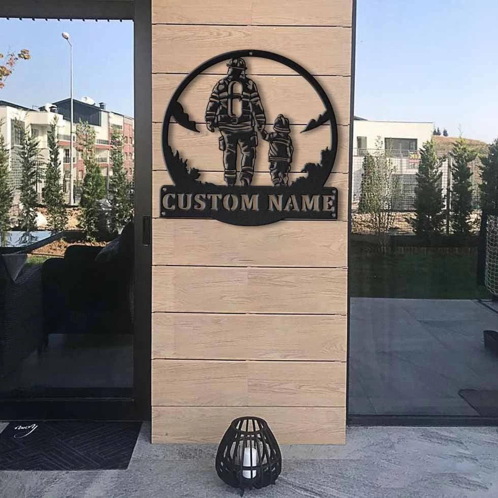 Personalized Firefighter Father And Son Metal Sign Art, Firefighter Father And Son Monogram Metal Sign, Firefighter Gifts, Job Gift, Laser Cut Metal Signs Custom Gift Ideas