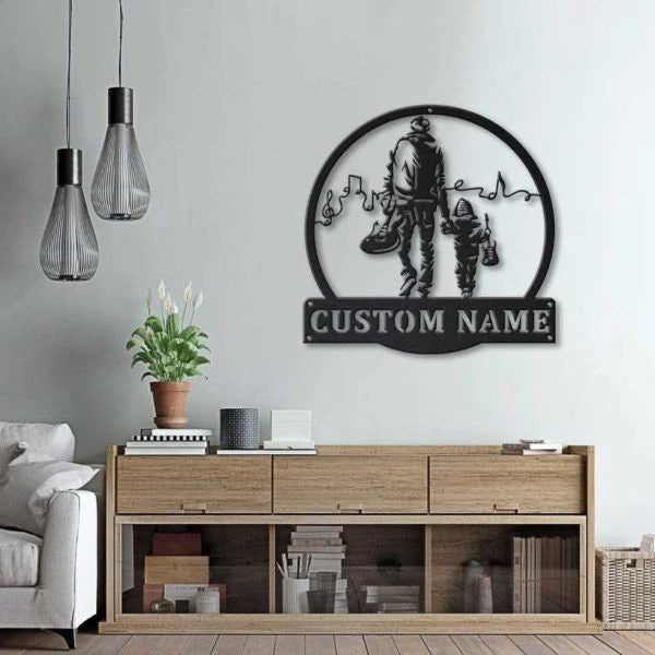 Electric Guitar Father And Son Personalized Monogram Metal Wall Decor, Cut Metal Sign, Metal Wall Art, Metal House Sign, Metal Laser Cut Metal Signs Custom Gift Ideas