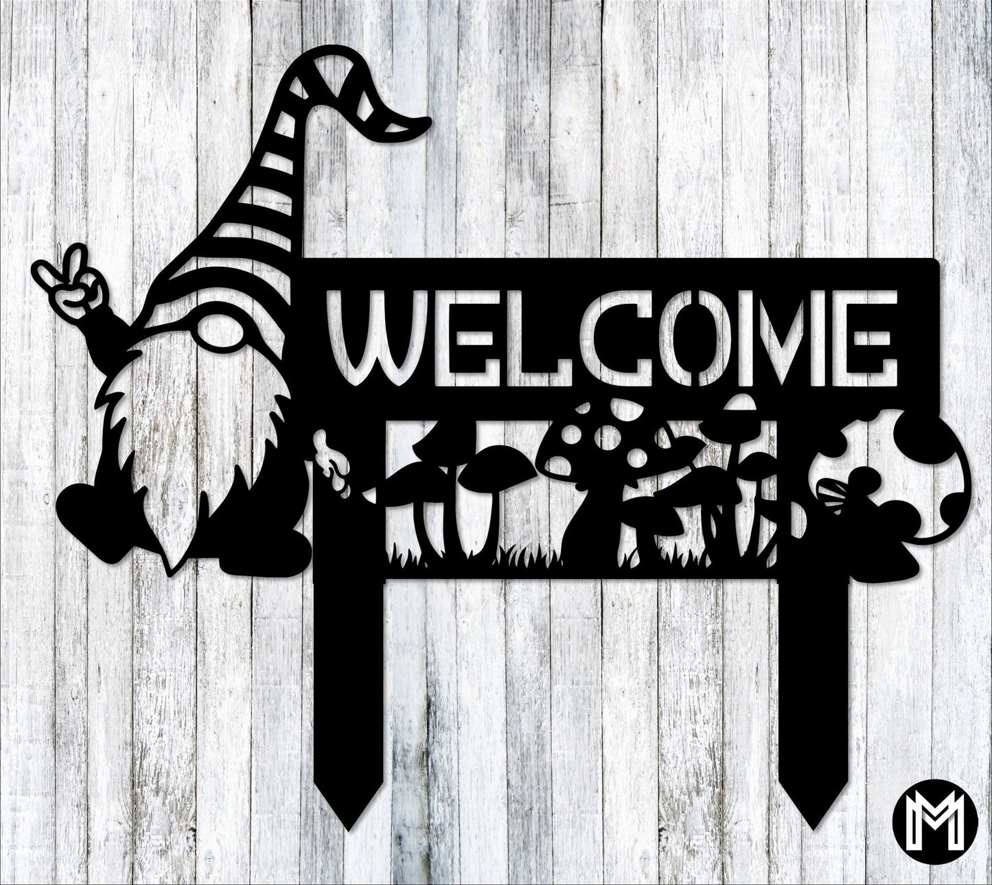 Peace Gnome Welcome Sign, Metal Garden Sign, Garden Gnome Sign, Garden, Garden Stake, Metal Yard Art, Gnomes, Peace Sign Laser Cut Metal Signs Custom Gift Ideas