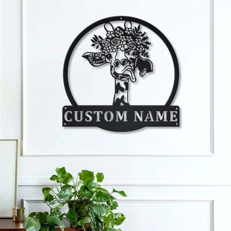 Personalized Giraffe Monogram Metal Sign Art, Custom Giraffe Monogram Metal Sign, Birthday Gift, Animal Funny, Father's Day Gift, Laser Cut Metal Signs Custom Gift Ideas