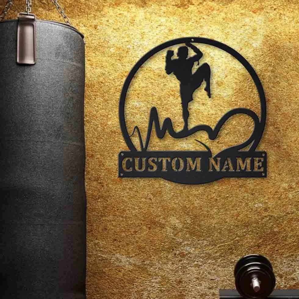 Personalized Love Muay Thai Monogram Metal Sign Art, Custom Love Muay Thai Sport Metal Sign, Hobbie Gifts, Sport Gift, Birthday Gift, Laser Cut Metal Signs Custom Gift Ideas