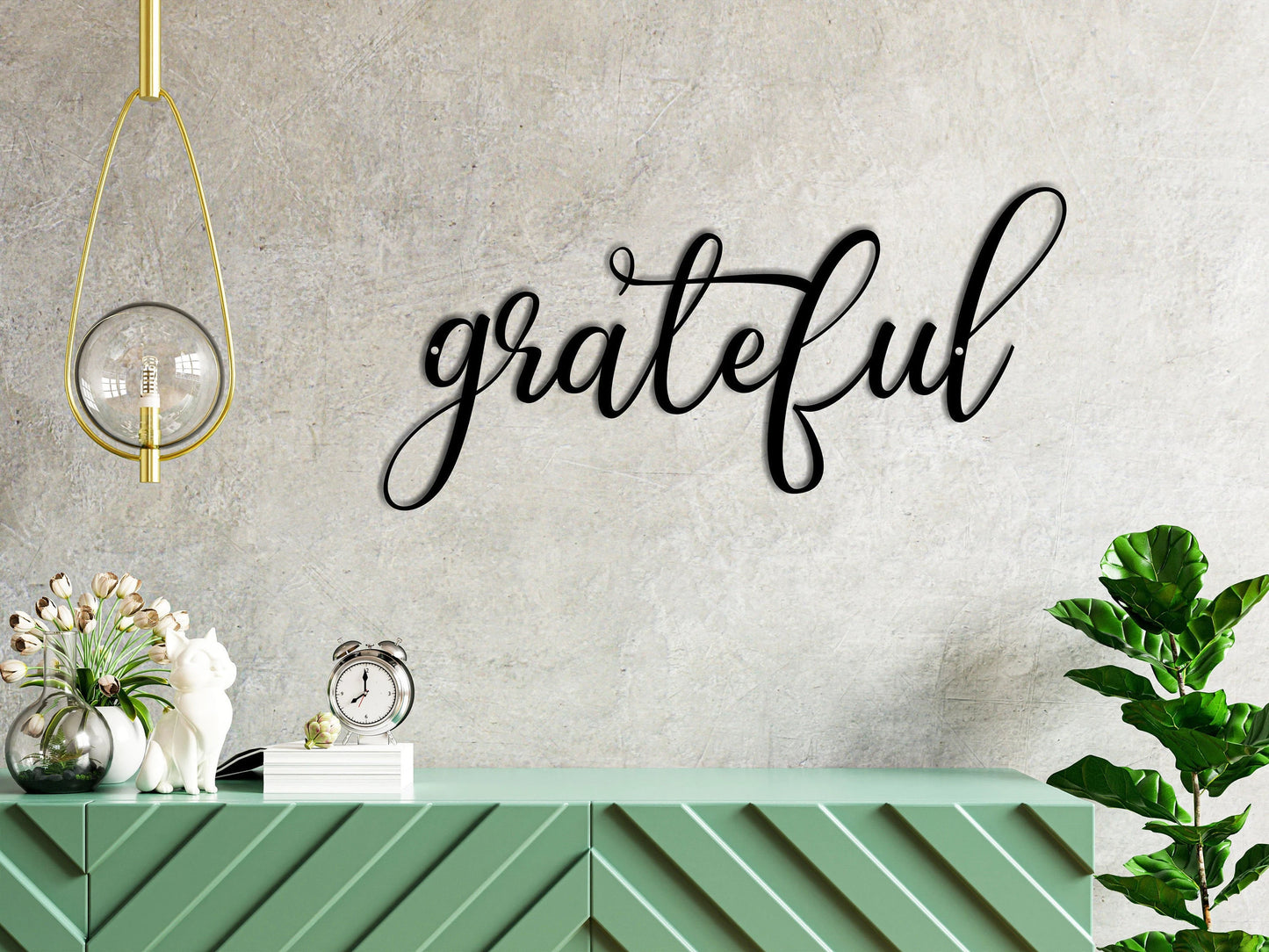 Grateful Script Metal Sign Christmas Gift Metal Wall Art Christmas Decor Wall Hanging Housewarming Gift Personalized Sign Laser Cut Metal Signs Custom Gift Ideas