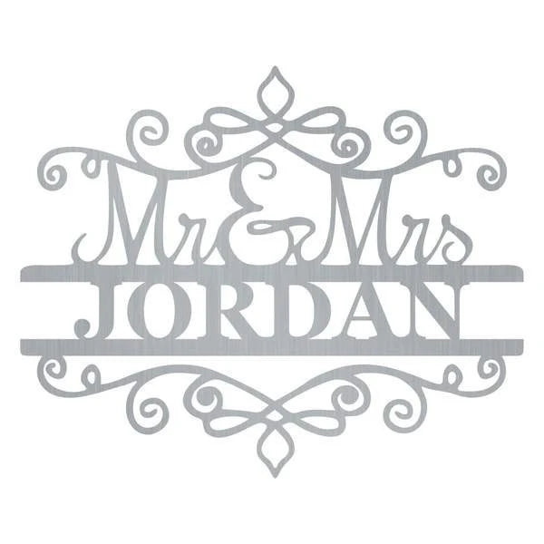 Mr & Mrs Spiral Monogram Customized Metal Signs, Custom Metal Sign, Custom Signs, Metal Sign, Metal Laser Cut Metal Signs Custom Gift Ideas