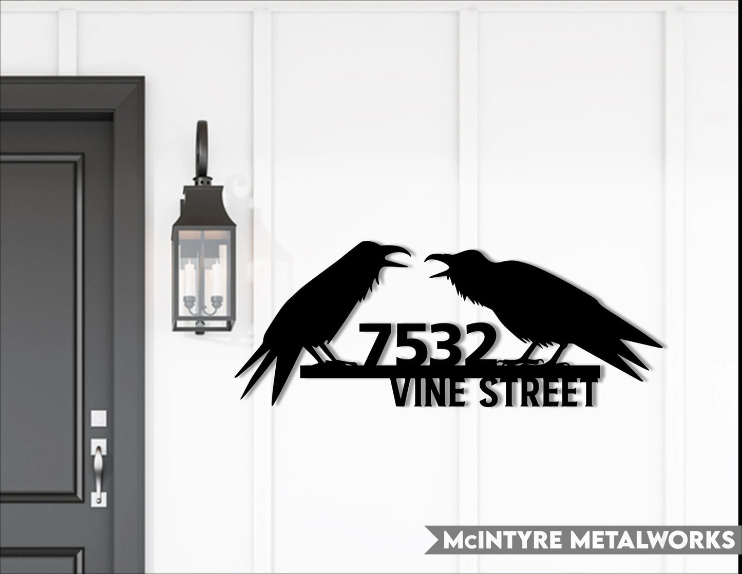 Raven Crow Metal Address Sign Custom Address Sign Crow Lover Gift Laser Cut Metal Signs Custom Gift Ideas