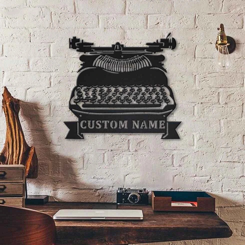 Personalized Typewriter Metal Sign Art, Custom Typewriter Monogram Metal Sign, Typewriter Gifts, Job Gift, Birthdy Gift Laser Cut Metal Signs Custom Gift Ideas