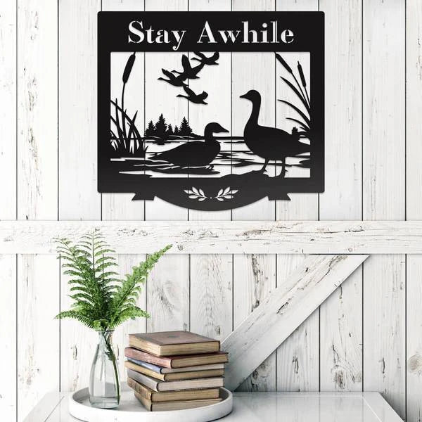 Duck Pond Monogram, Cut Metal Sign, Metal Wall Art, Metal House Sign Laser Cut Metal Signs Custom Gift Ideas