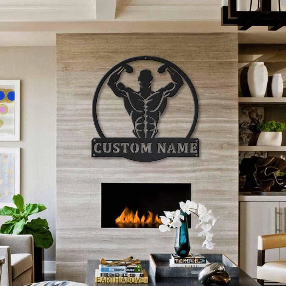 Personalized Bodybuilding Monogram Metal Sign Art, Custom Bodybuilding Metal Sign, Hobbie Gifts, Sport Gift, Birthday Gift Laser Cut Metal Signs Custom Gift Ideas