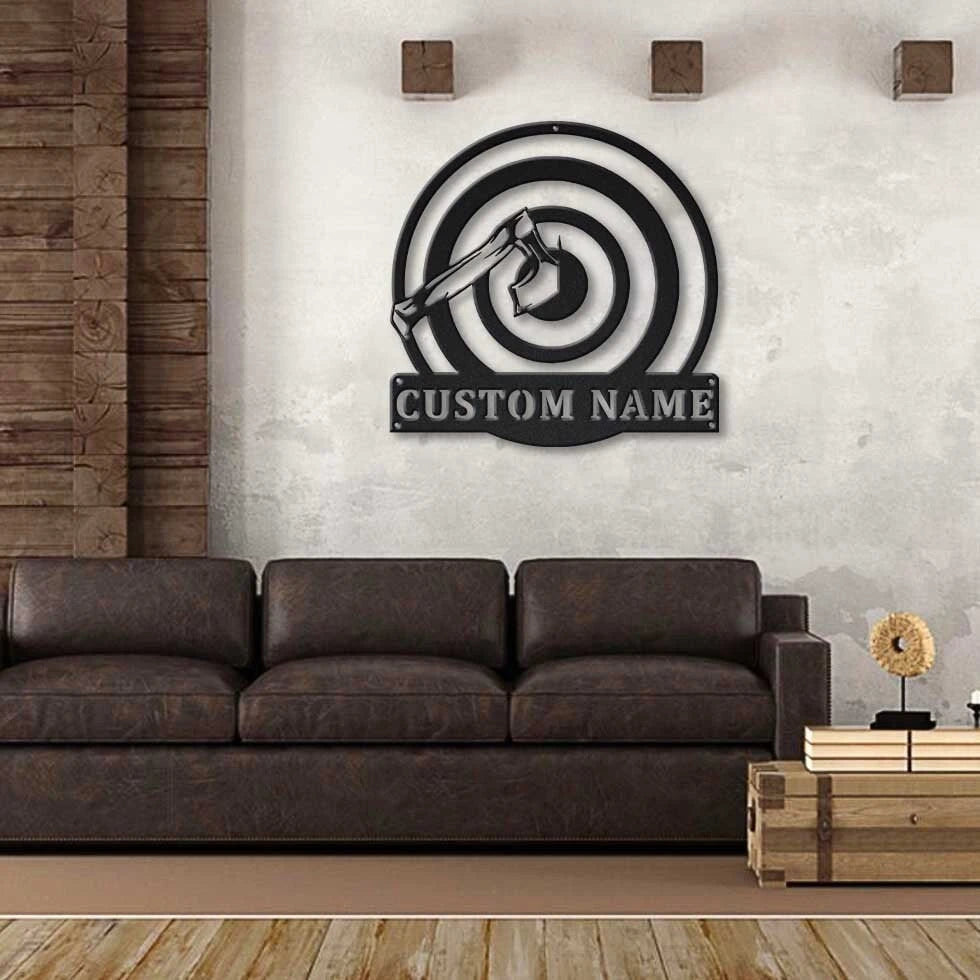 Personalized Axe Throwing Monogram Metal Sign Art, Custom Axe Throwing Metal Sign, Hobbie Gifts, Sport Gift, Birthday Gift, Laser Cut Metal Signs Custom Gift Ideas