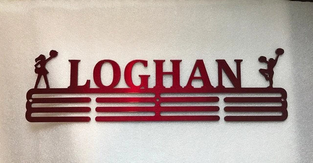 Cheerleader Custom Name Medal Hanger Holder Display Rack 3 Rung, Cut Metal Sign, Metal Wall Art, Laser Cut Metal Signs Custom Gift Ideas