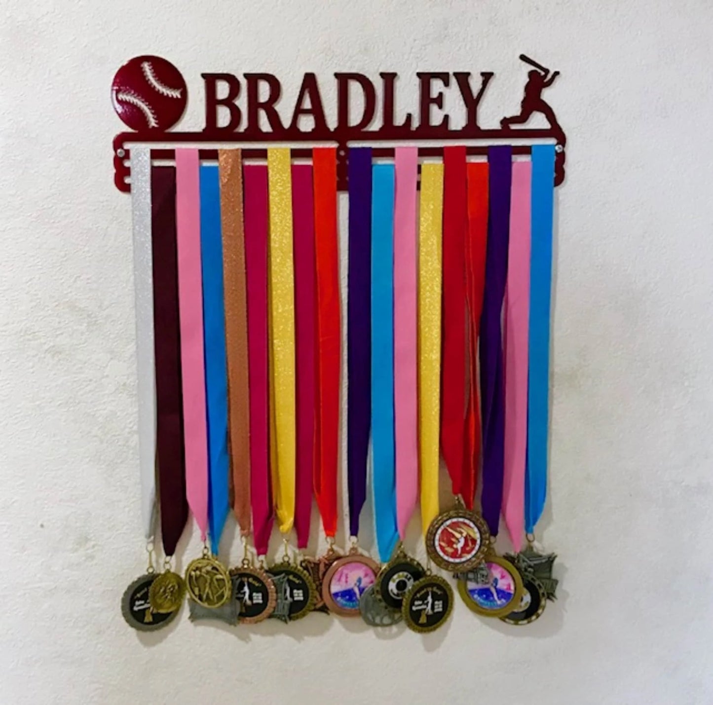 Baseball Custom Name Medal Hanger Holder Display Rack 3rung Laser Cut Metal Signs Custom Gift Ideas