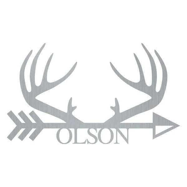 Antler Arrow Monogram Customized Metal Signs, Custom Metal Sign, Custom Signs, Metal Sign, Metal Laser Cut Metal Signs Custom Gift Ideas
