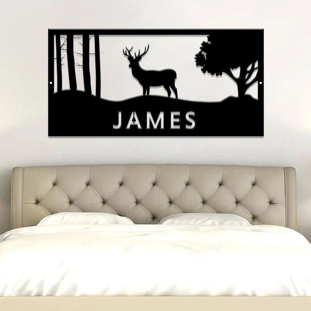 Personalized Deer Sign, Last Name Deer Sign, Front Porch Sign, Custom Deer Sign, Deer Decor, Deer Sign Laser Cut Metal Signs Custom Gift Ideas