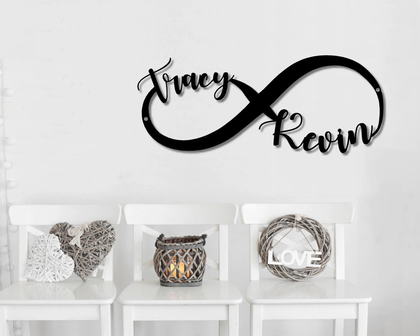 Custom Personalized Infinity Script Sign, Metal Wall Art, Wedding, Anniversary, Housewarming, Christmas Love Gift, Metal Sign Decor, Laser Cut Metal Signs Custom Gift Ideas