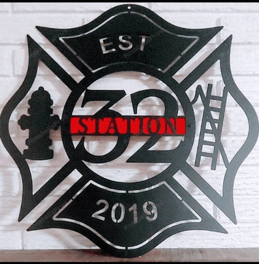 Badge Number Metal Maltese Cross Sign Cut Metal Sign Metal House Sign