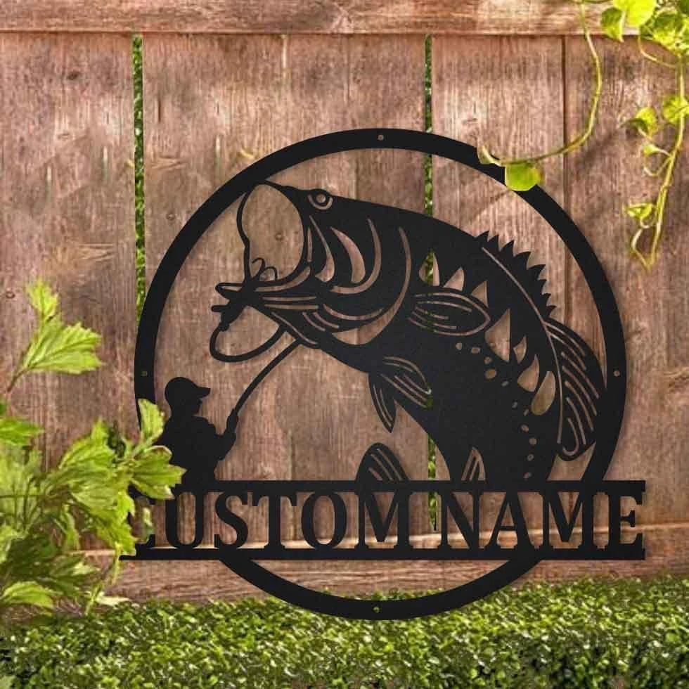 Personalized Bass Fishing Monogram Metal Sign Art, Custom Bass Fishing Metal Sign, Bass Fishing Gifts For Men, Bass Fishing Gift, Laser Cut Metal Signs Custom Gift Ideas