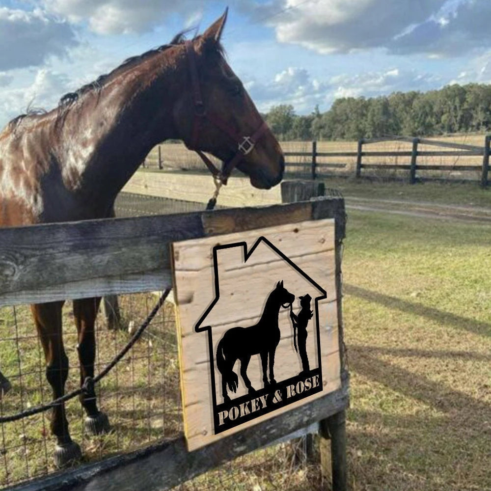 Personalized Metal Metal Horse Sign, Custom Name Horse And Owner Cut Metal Sign, Horse Lovers Sign, Metal Horse Wall Art, Gift For Her Laser Cut Metal Signs Custom Gift Ideas