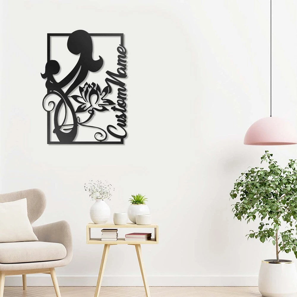Custom Name Lotus Mother and Daughter Metal House Sign