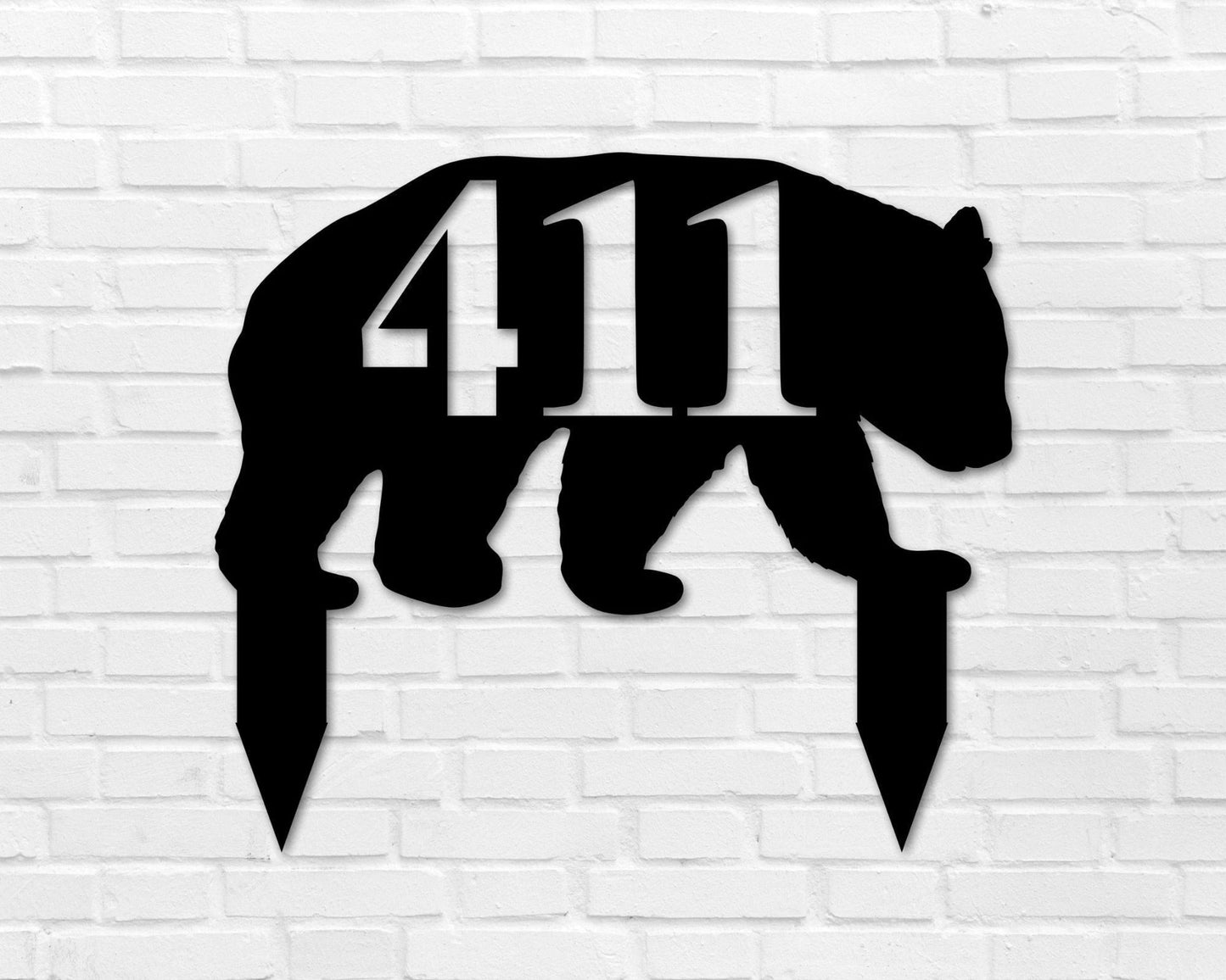Bear Themed Custom Address Steel Yard Sign Bear Address Sign Bear House Number Plaque Custom Metal Monogram Address Plaque Front Yard